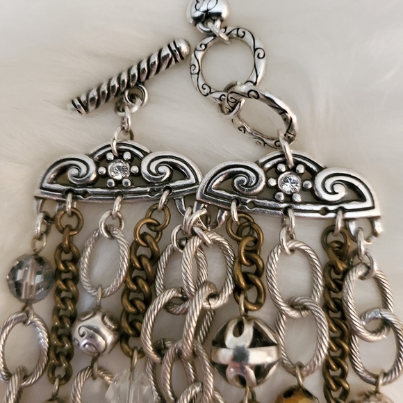 Brighton Set Lot of two Bracelets Multi strand Beads Crystal Silver Chain Bling - Picture 8 of 10